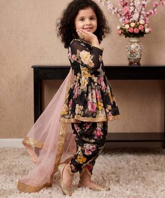 black heavy fox georgette salwar suit set with digital print work with less - designer party wear 2