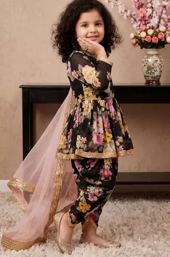 black heavy fox georgette salwar suit set with digital print work with less - designer party wear