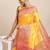 Yellow woven cotton blend traditional saree with blouse piece