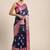 Navy blue woven cotton blend traditional saree with blouse piece