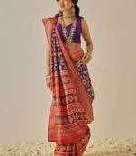 Multicolor woven art silk traditional saree with blouse piece