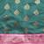 Teal woven cotton blend traditional saree with blouse piece