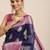 Navy blue woven cotton blend traditional saree with blouse piece