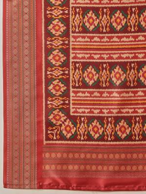 Multicolor woven art silk traditional saree with blouse piece 4