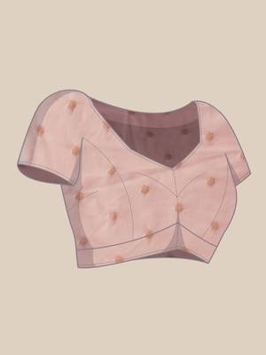 Pink embroidered cotton blend traditional saree with blouse piece 4
