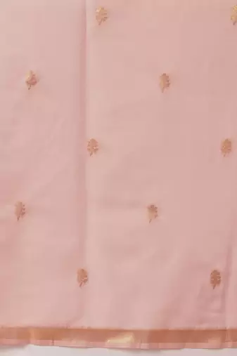 Pink embroidered cotton blend traditional saree with blouse piece