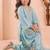 Sky blue pure roman glass sillk salwar suit set with heavy embroidery sequence work - designer party wear