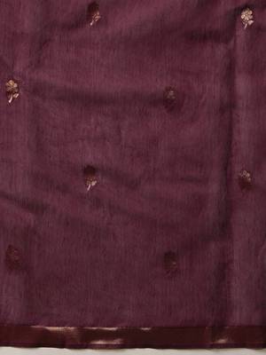 Purple woven cotton blend traditional saree with blouse piece 5