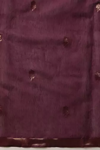 Purple woven cotton blend traditional saree with blouse piece