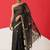 Black embroidered cotton blend traditional saree with blouse piece