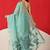 Turquoise embroidered cotton blend traditional saree with blouse piece