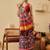 Blue printed silk blend ethnic saree with blouse piece