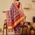 Blue printed silk blend ethnic saree with blouse piece