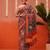 Red printed silk blend ethnic saree with blouse piece