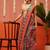 Red printed silk blend ethnic saree with blouse piece