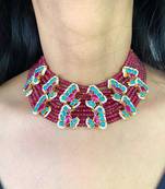 The crimson bloom kundan necklace & earring set