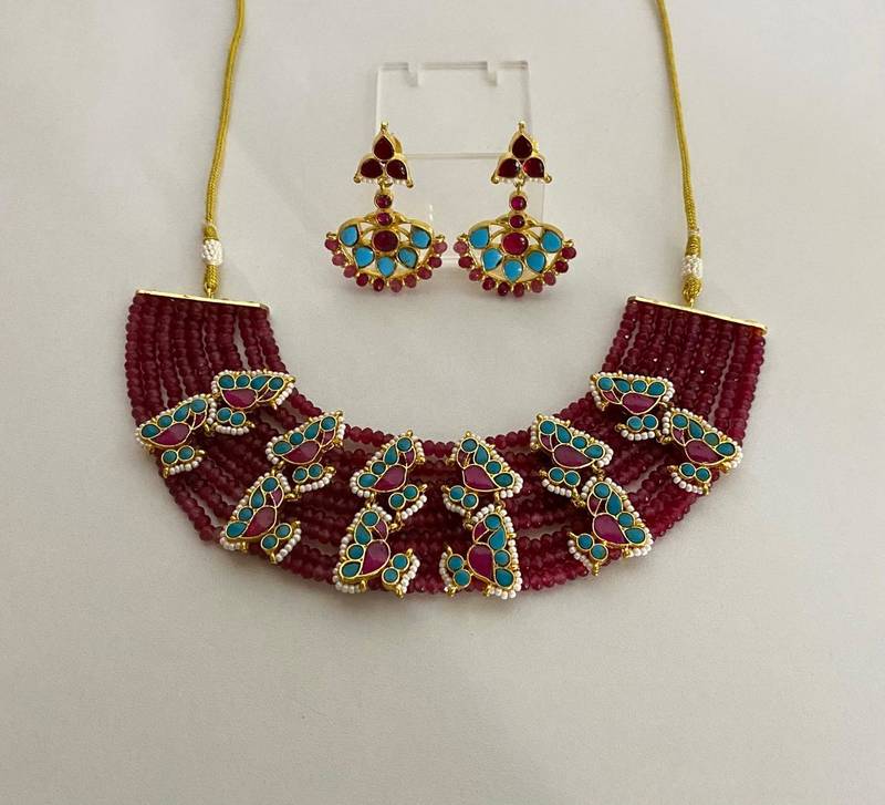 The crimson bloom kundan necklace & earring set