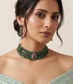 Regal emerald ruby dangle set