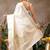 Off white woven silk blend ethnic saree with blouse piece
