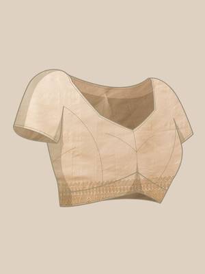 Off white woven silk blend ethnic saree with blouse piece 4