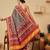 Red printed silk blend ethnic saree with blouse piece