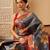 Blue printed tissue traditional saree with blouse piece