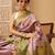 Lavender printed tissue traditional saree with blouse piece