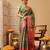 Green printed tissue traditional saree with blouse piece