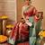 Peach printed tissue traditional saree with blouse piece
