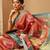 Peach printed tissue traditional saree with blouse piece