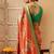 Orange printed art silk ethnic saree with blouse piece