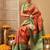 Orange printed art silk ethnic saree with blouse piece