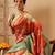 Orange printed art silk ethnic saree with blouse piece