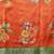 Orange printed art silk ethnic saree with blouse piece