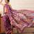 Purple printed silk blend ethnic saree with blouse piece