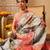 Grey printed tissue traditional saree with blouse piece