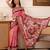 Pink printed silk blend ethnic saree with blouse piece