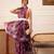Purple printed silk blend ethnic saree with blouse piece