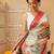 Olive printed tissue traditional saree with blouse piece