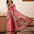 Pink printed silk blend ethnic saree with blouse piece