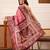 Pink printed silk blend ethnic saree with blouse piece