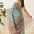 Blue printed cotton blend ethnic saree with blouse piece