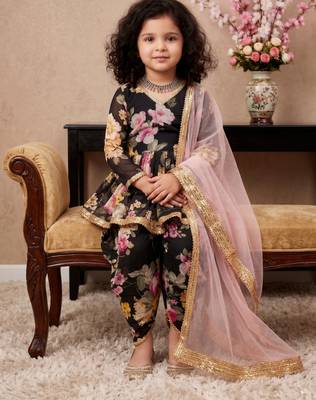 black heavy fox georgette salwar suit set with digital print work with less - designer party wear 3
