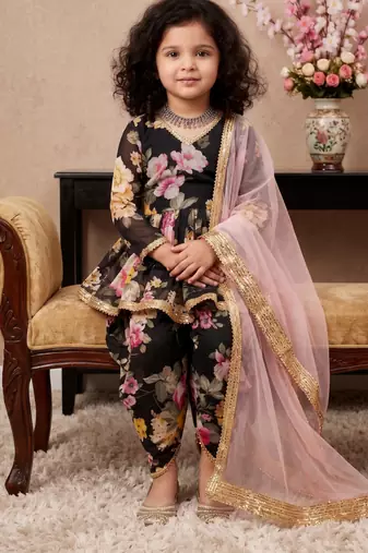 black heavy fox georgette salwar suit set with digital print work with less - designer party wear