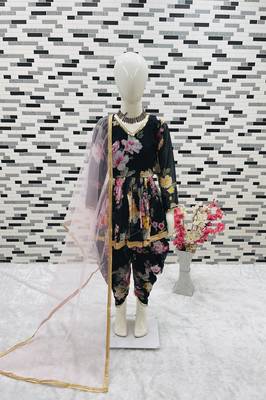 black heavy fox georgette salwar suit set with digital print work with less - designer party wear 4