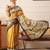 Yellow printed silk blend ethnic saree with blouse piece