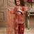 orange pure heavy natural crepe salwar suit set with heavy embroidery sequence work - designer party wear
