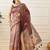 Purple printed cotton blend ethnic saree with blouse piece
