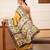 Yellow printed silk blend ethnic saree with blouse piece