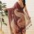 Purple printed cotton blend ethnic saree with blouse piece